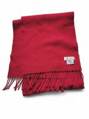 Vintage Avoca Red Wool Fringe Scarf